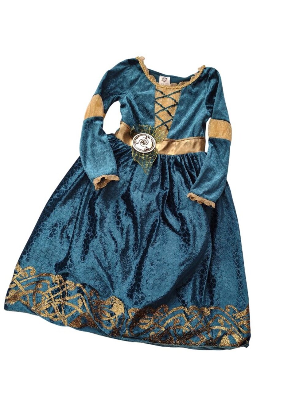 Disney Store Merida Premium Costume Sz 5-6 Brave Teal Velvet w Gold Dress-up
